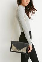 Forever21 Colorblocked Faux Leather Envelope Crossbody (black/gold)