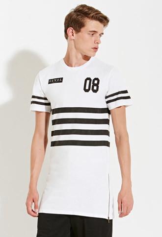 21 Men Civil Zippered Stripe Tee