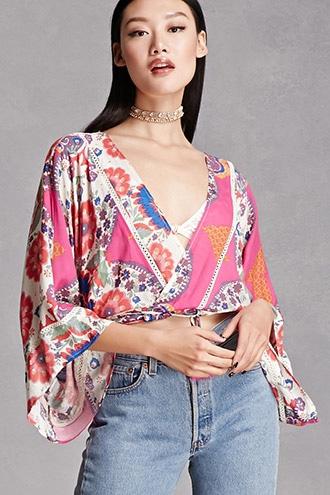 Forever21 Blush Noir Floral Cardigan