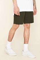 21 Men Men's  Olive Cotton Shorts