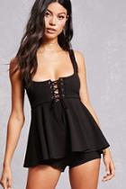 Forever21 Shirred Lace-up Romper