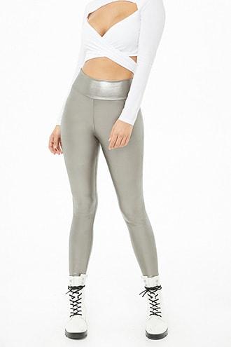 Forever21 Metallic Stretch-knit Leggings