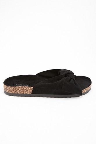 Forever21 Faux Suede Bow Slide Sandals