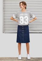 Forever21 Women's  Cool 83 Graphic Top (grey/white)