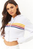 Forever21 Active Rainbow-striped Cropped Hoodie