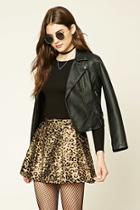 Forever21 Women's  Cream & Black Pleated Leopard Print Skirt