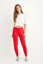 Forever21 Women's  Red Drawstring Cotton-blend Sweatpants