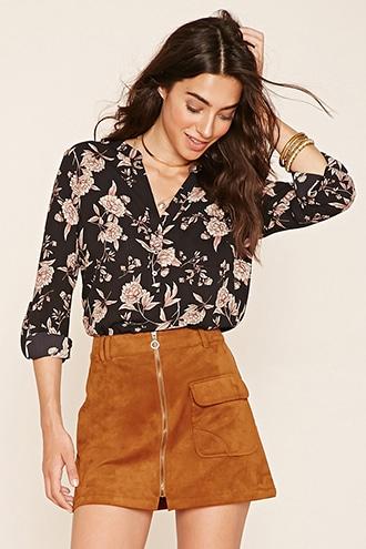Forever21 Women's Floral Print Woven Top