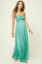 Forever21 Women's  Mint Boho Me Strapless Maxi Dress