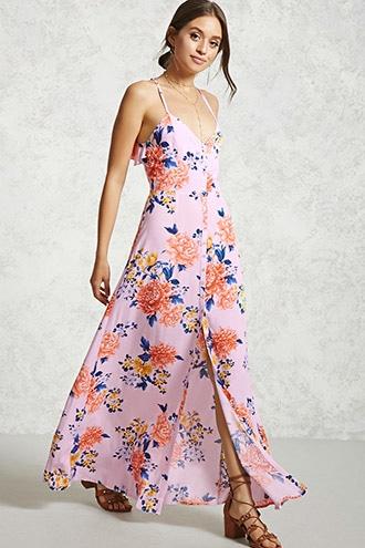 Forever21 Floral Open-back Maxi Dress