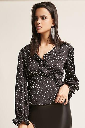 Forever21 Satin Star Ruffle Surplice Top