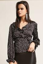Forever21 Satin Star Ruffle Surplice Top