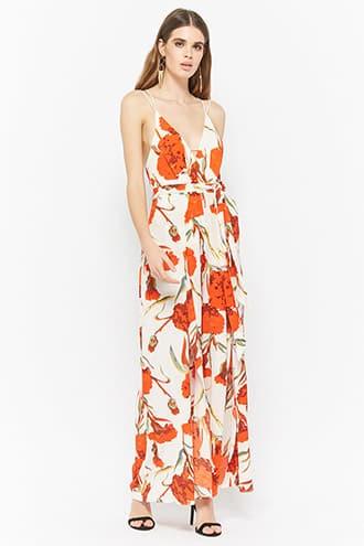 Forever21 Floral Cami Split-leg Jumpsuit