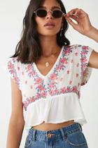 Forever21 R By Raga Floral Embroidered Crop Top