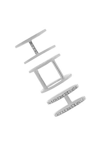 Forever21 Silver & Clear Caged Ring Set