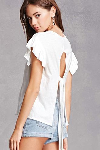 Forever21 Ruffled Split-back Tee