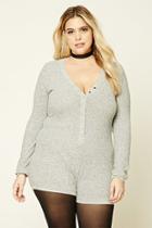 Forever21 Plus Women's  Plus Size Marled Knit Romper
