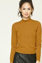 Forever21 Women's  Mustard Mock Neck Sweater