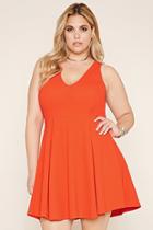 Forever21 Plus Women's  Red Plus Size Textured Skater Dress
