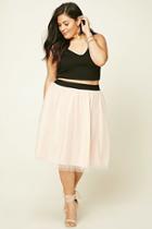 Forever21 Plus Women's  Blush & Black Plus Size Tulle A-line Skirt