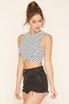 Forever21 Women's  Asymmetrical Stripe Crop Top