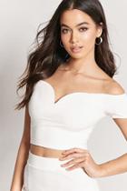 Forever21 Heathered Off-the-shoulder Crop Top