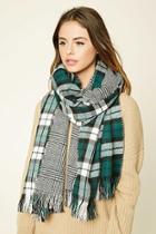 Forever21 Green & Black Tartan Plaid Oblong Scarf