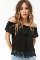 Forever21 Off-the-shoulder Crochet Hem Top