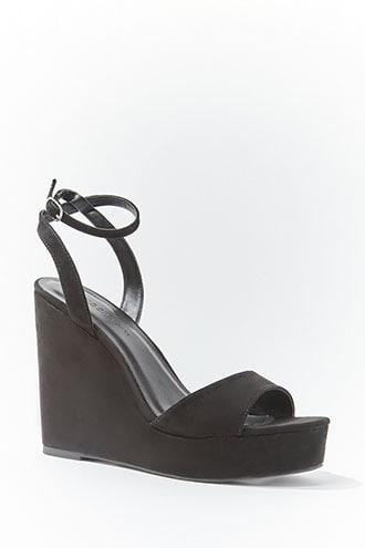 Forever21 Single-strap Faux Suede Wedges