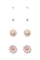 Forever21 Flower & Faux Pearl Stud Set