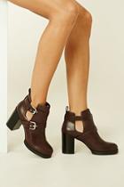 Forever21 Women's  Brown Faux Leather Ankle Booties