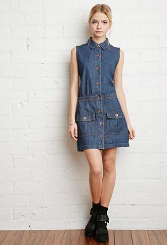 Forever21 Button-front Denim Dress