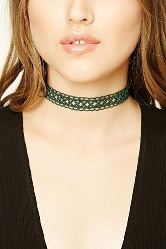 Forever21 Green Crochet Lace Choker