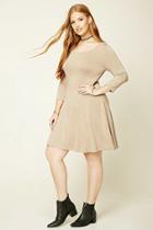 Forever21 Plus Women's  Taupe Plus Size Skater Dress