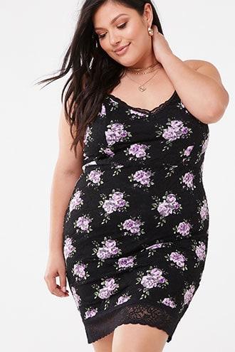 Forever21 Plus Size Floral Lace Cami Dress