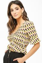 Forever21 Ruched Crepe Geo Top