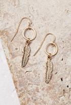 Forever21 Feather Drop Earrings (antic Gold)