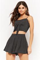 Forever21 Polka Dot Tie-front Cropped Cami & Pleated Skirt Set