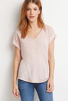 Love21 Women's  Heathered Box Pleat Tee (light Pink)