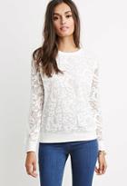 Forever21 Women's  Embroidered Mesh Layered Pullover (white)