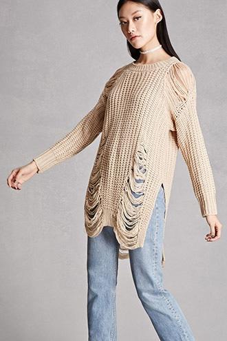 Forever21 Distressed Ribbed Sweater Dress