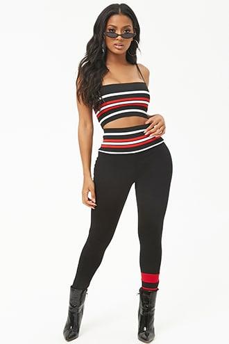 Forever21 Striped Crop Cami & Pants Set