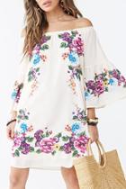 Forever21 Crepe Floral Off-the-shoulder Mini Dress