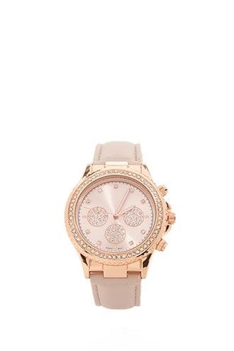 Forever21 Rhinestone Faux Leather Watch