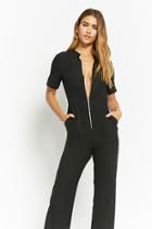 Forever21 Woven Zip-front Jumpsuit