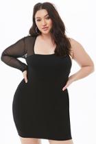 Forever21 Plus Size One-shoulder Mesh-trim Mini Dress