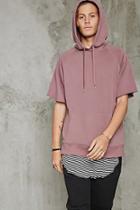21 Men Men's  Mauve Raw Short-sleeve Hoodie