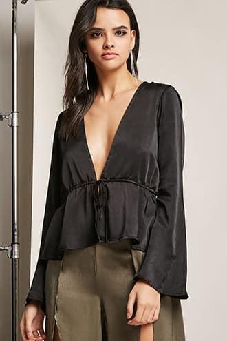 Forever21 Motel Satin Self-tie Cardigan