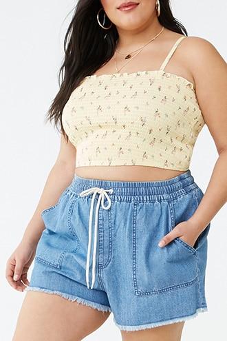 Forever21 Plus Size Drawstring Denim Shorts