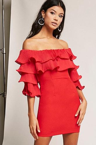 Forever21 Pleated Flounce Mini Dress